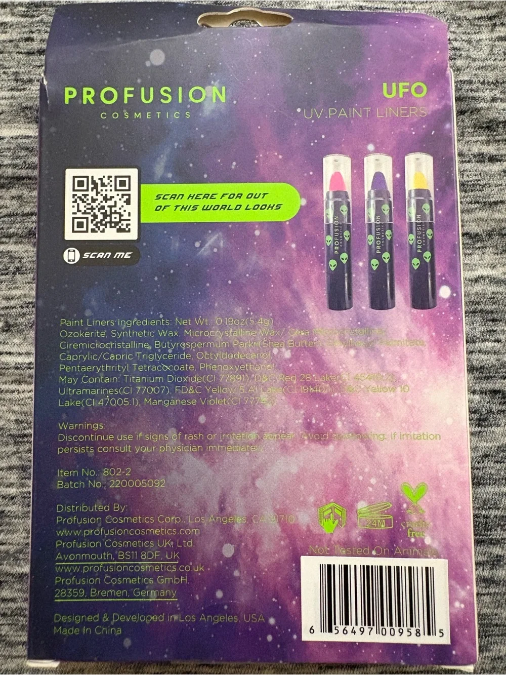 Profusion Cosmetics UFO UV Paint Liner Set - Pink, Purple, Yellow